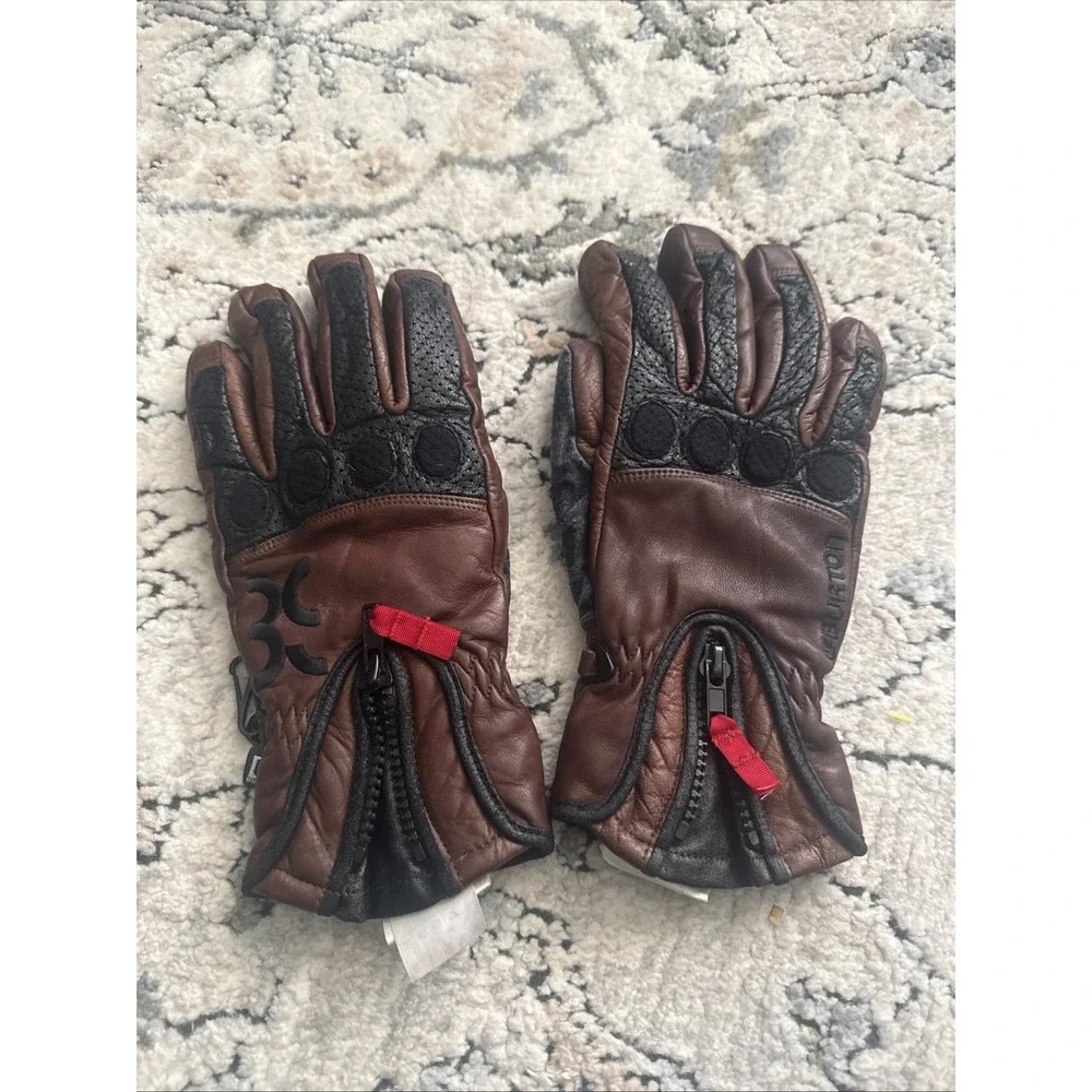 Vintage Ronin Hipora Leather Snowboard Gloves Brown Black Y2K Men's Size Small